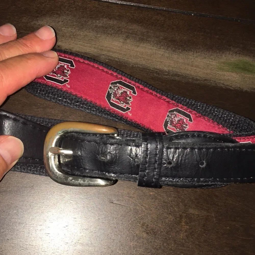 Black South Carolina Gamecocks Garnet Red Leather Woven Fabric Casual belt 40 XL